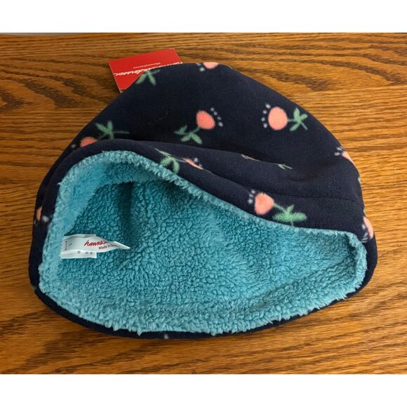 Hanna Andersson Girls Size Large Fleece Lined Beanie Hat Navy Pink Green Floral - Picture 2 of 6